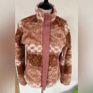 NWT Billabong Cozy Days Sherpa Fleece Jacket Size Large Rose Pink Western Boho
